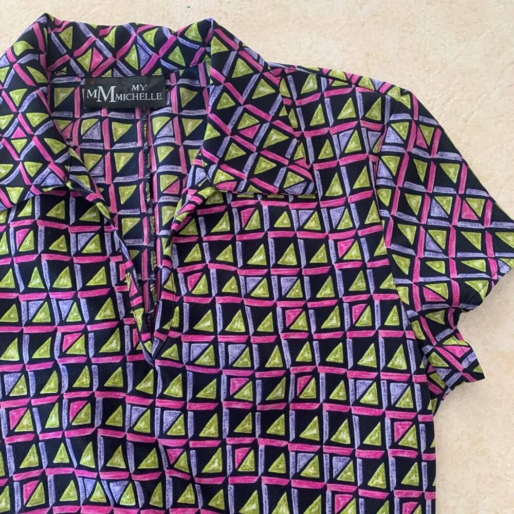 My Michelle vintage maxi dress womans size medium 90s abstract bright funky cute